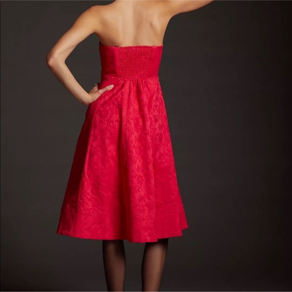 NWT Anthropologie Floral Contrast Sweetheart Midi Dress Raspberry Size 8 - Picture 11 of 11